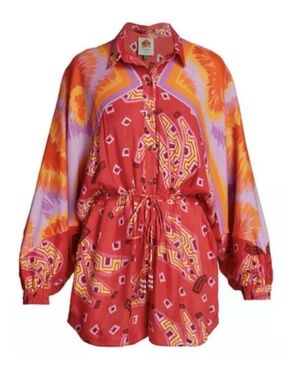 Farm Rio Vibrant Red & Pink Printed Romper